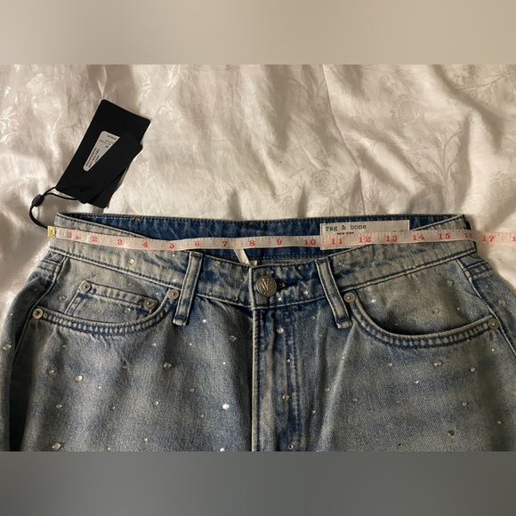 Rag & Bone Logan Bejeweled Wide-Leg Jean in Misty with Jewel Size 28 - Picture 7 of 11